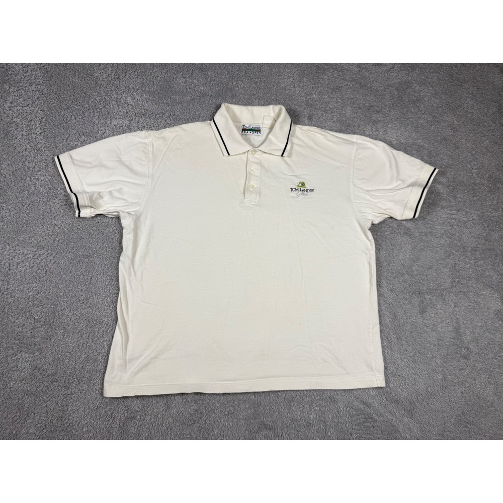 Tom Landry FCA Open Polo Shirt Mens Large White 2005 Golf Embroidered Cotton